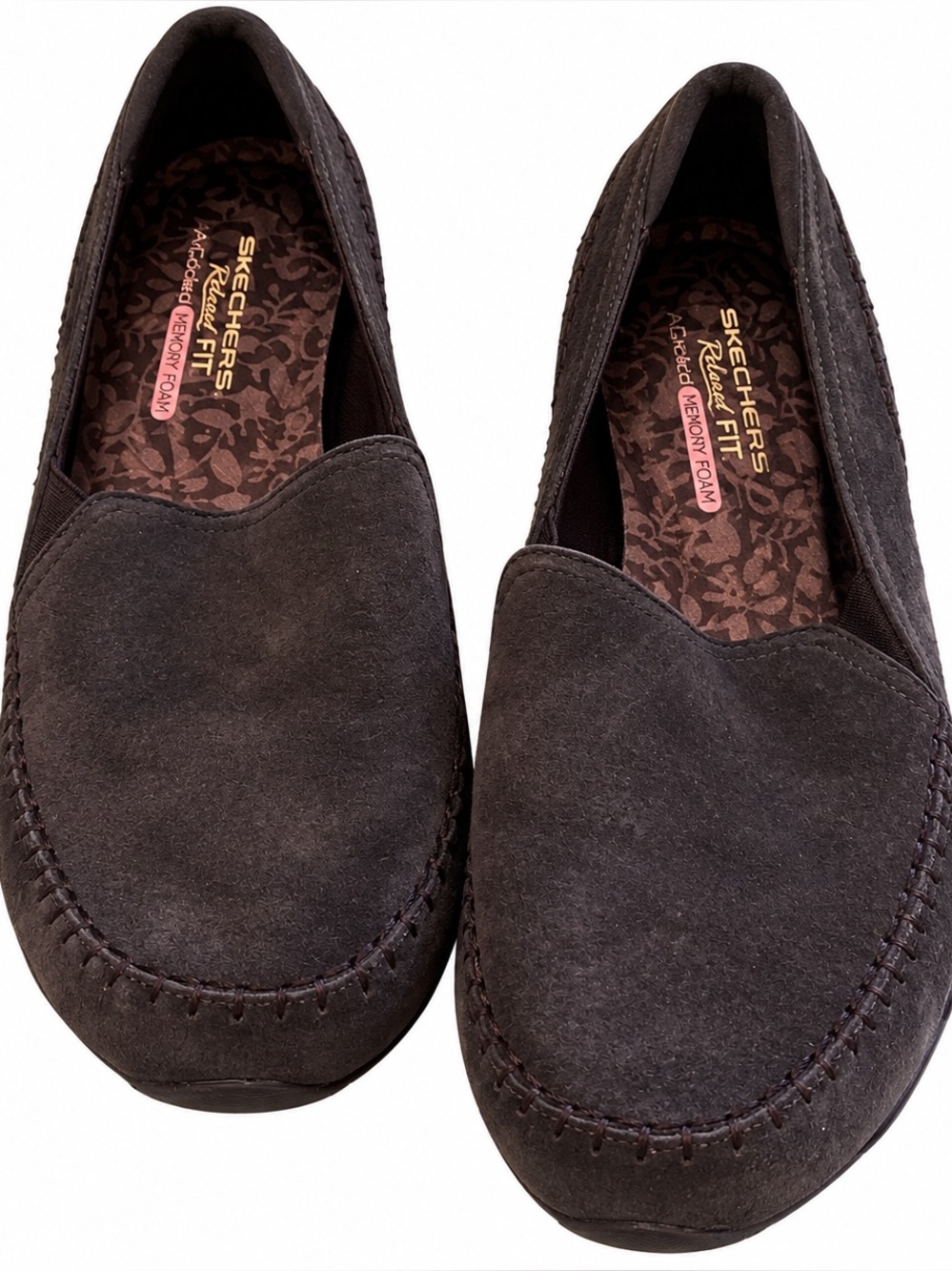 Skechers Relaxed Fit Women’s Black Suede Loafers Air-Cooled Memory Foam Size 11